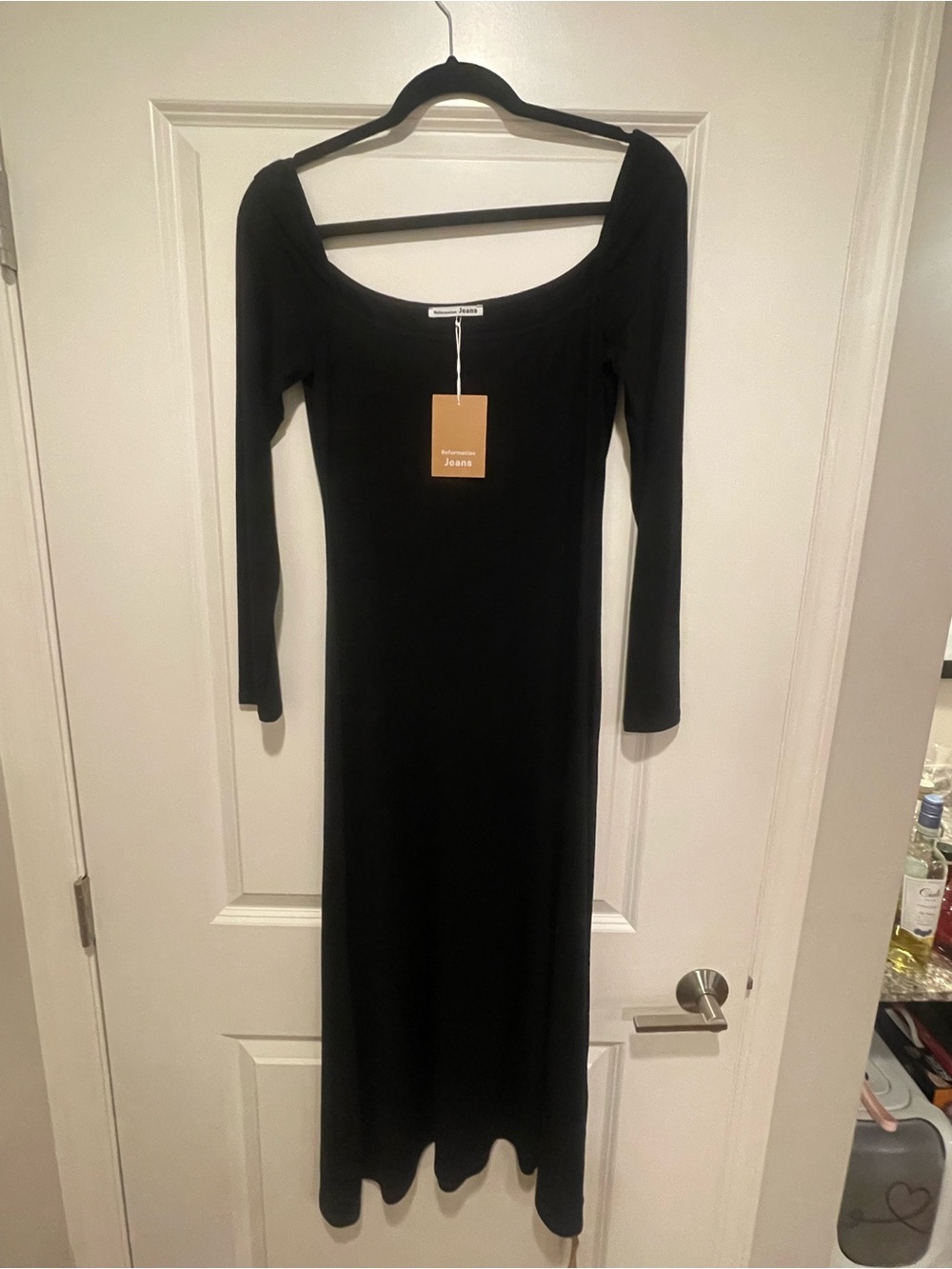 Reformation Black Long Sleeve Scoop Neck Maxi Dress